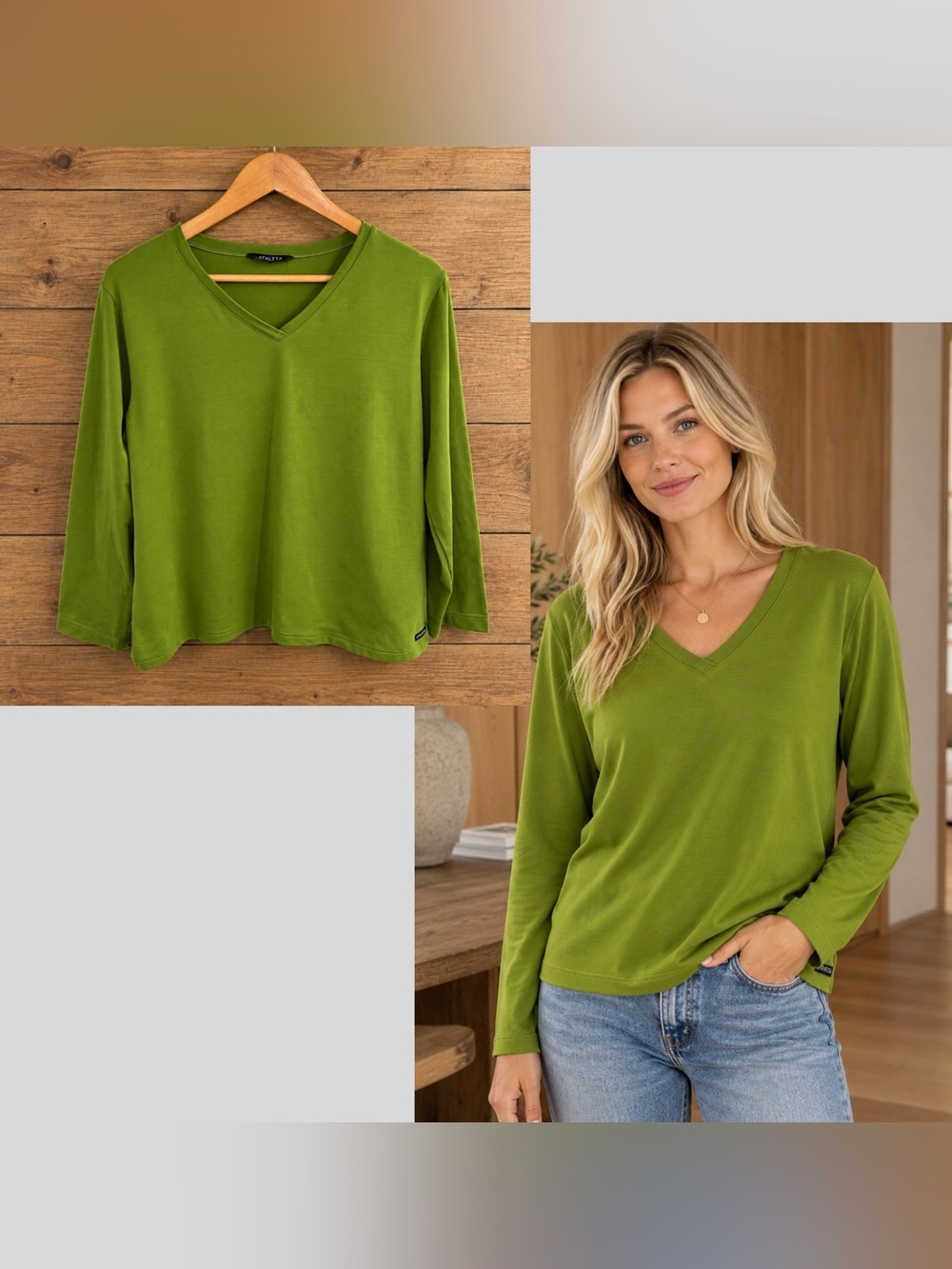 Athleta V-Neck Long Sleeve Top made in USA